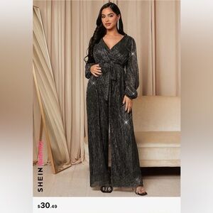 Never worn SHEIN maternity jumpsuit, black with silver metallic